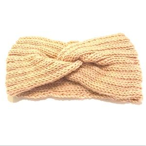Blush Pink Winter Front Twist Knit Headband Ear warmer
